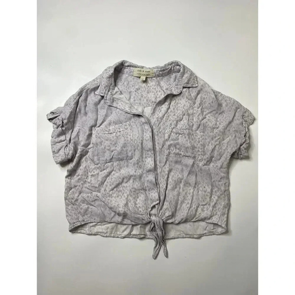 Cloth and Stone Women’s Size M Lavender Animal Print Tie Front Button Up Top - Picture 1 of 6